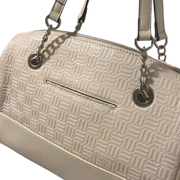 Anne Klein Cream Embossed Satchel Shoulder Bag Chain Strap — Ivory - Picture 7 of 7